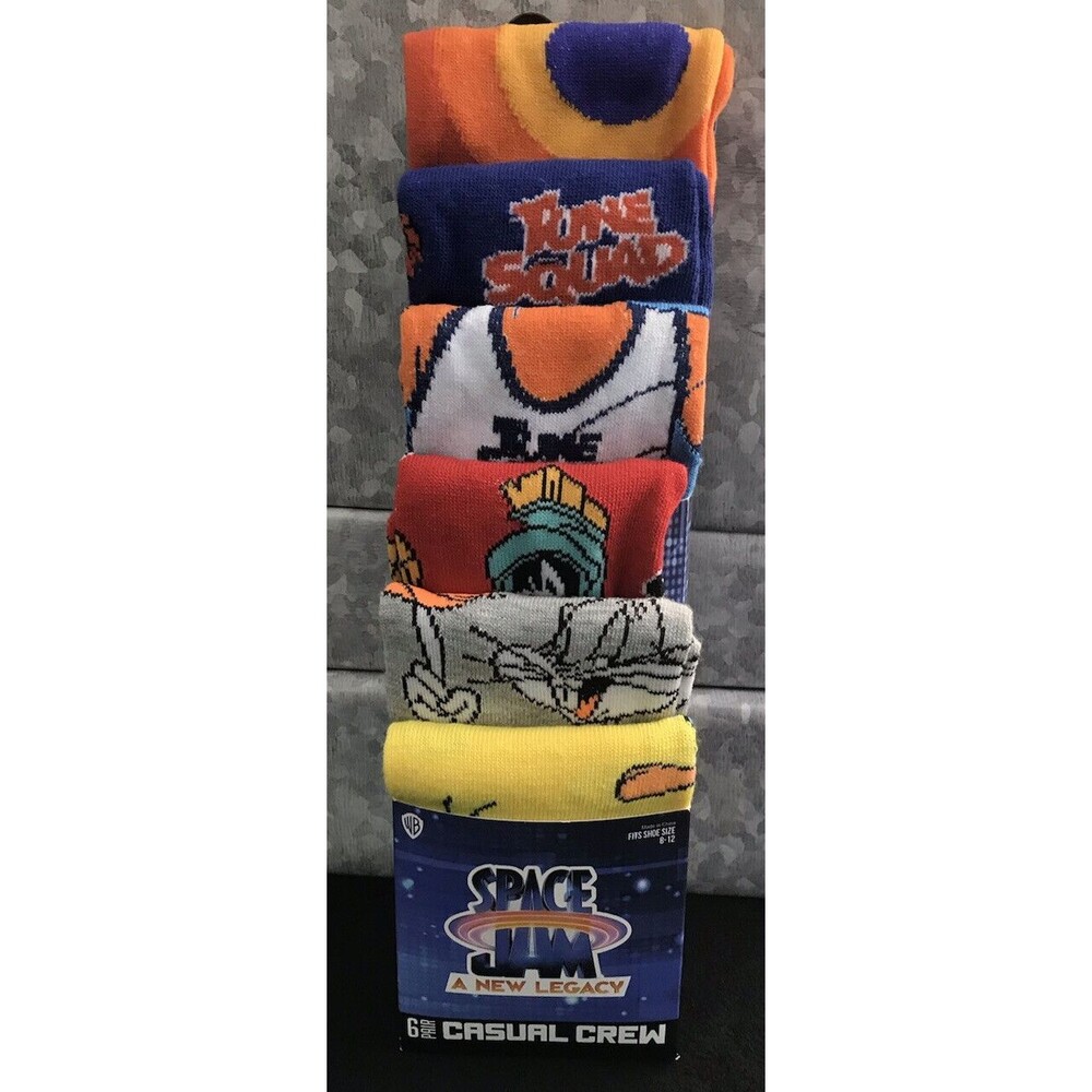 Space Jam A New Legacy  Socks 6 Pair Casual Crew Socks Size 8-12